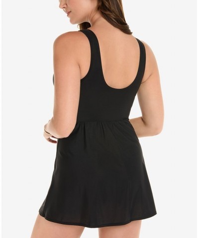 Marais Allover Slimming V-Neck Swimdress Black $93.60 Swimsuits