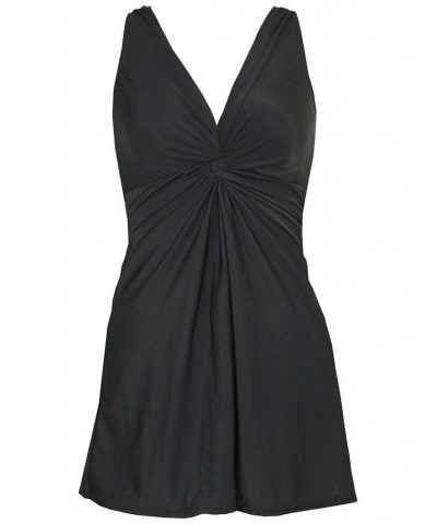 Marais Allover Slimming V-Neck Swimdress Black $93.60 Swimsuits