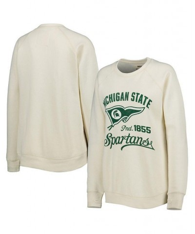 Women's Cream Michigan State Spartans Old Standard Pennant Knobi Raglan Pullover Sweatshirt Tan/Beige $35.69 Sweatshirts