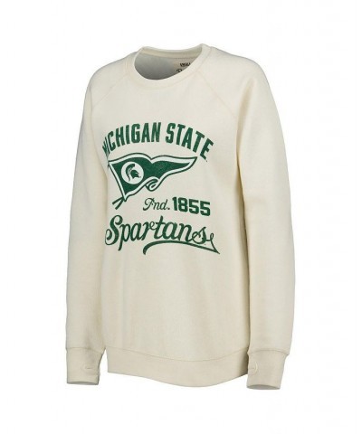 Women's Cream Michigan State Spartans Old Standard Pennant Knobi Raglan Pullover Sweatshirt Tan/Beige $35.69 Sweatshirts