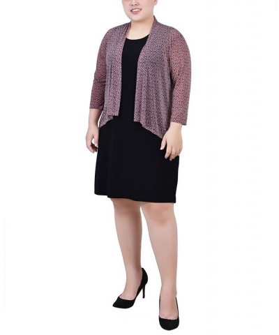 Plus Size Cardigan and Dress Set 2 Piece Lilas Black Swirl Black $18.44 Dresses