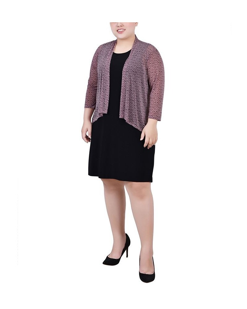 Plus Size Cardigan and Dress Set 2 Piece Lilas Black Swirl Black $18.44 Dresses