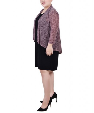 Plus Size Cardigan and Dress Set 2 Piece Lilas Black Swirl Black $18.44 Dresses