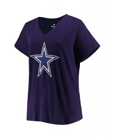 Women's Branded Dak Prescott Navy Dallas Cowboys Plus Size Player Name and Number Logo V-Neck T-shirt Navy $28.07 Tops