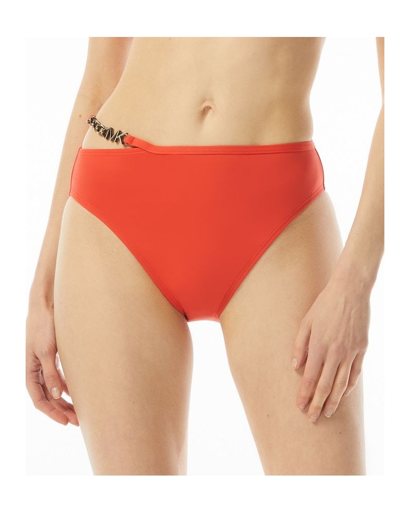 Women's Chain-Waist Bikini Bottoms Red $35.28 Swimsuits