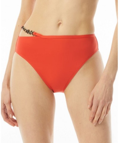 Women's Chain-Waist Bikini Bottoms Red $35.28 Swimsuits