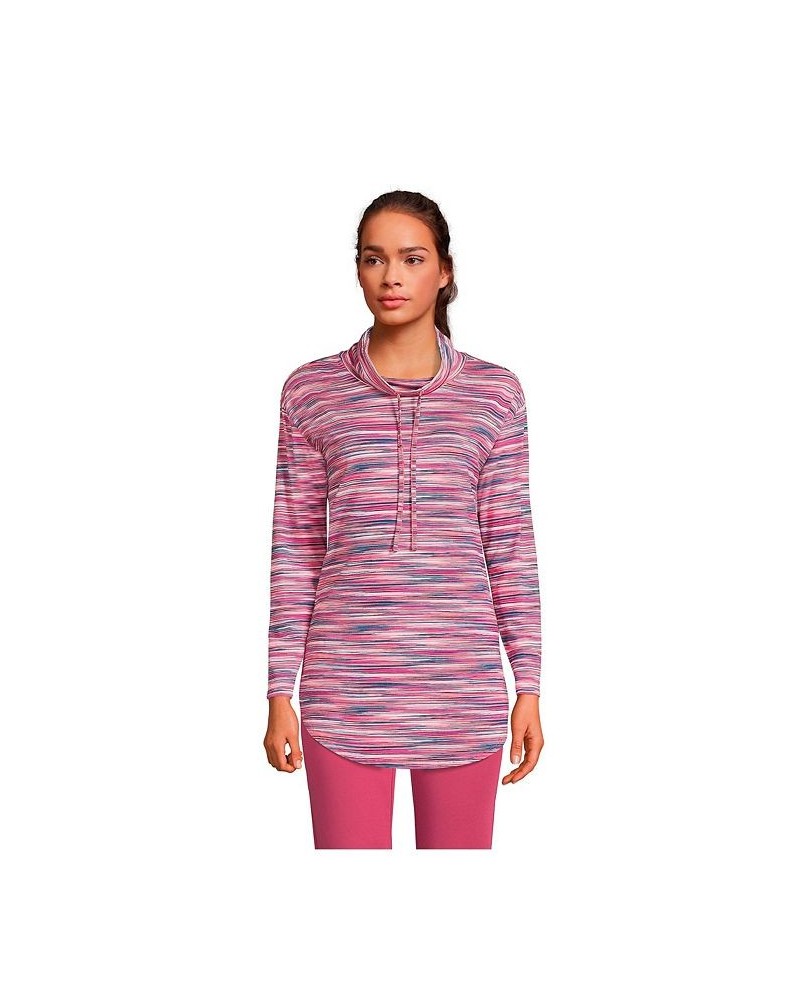 Women's Petite Power Performance Cowl Neck Top Lavender cloud pinstripe $38.97 Tops