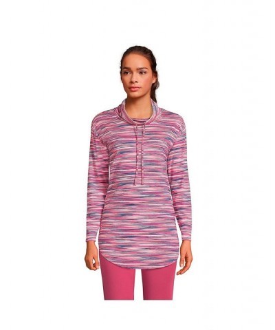 Women's Petite Power Performance Cowl Neck Top Lavender cloud pinstripe $38.97 Tops