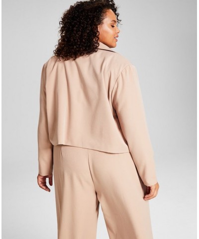 Trendy Plus Size Cropped Blazer Tan/Beige $19.75 Jackets