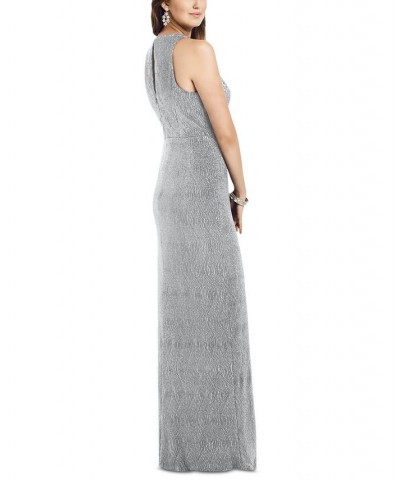 Metallic A-Line Gown Silver $76.20 Dresses