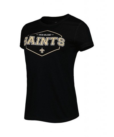 Women's Black Gold New Orleans Saints Plus Size Badge T-shirt and Pants Sleep Set Black, Gold $30.10 Pajama