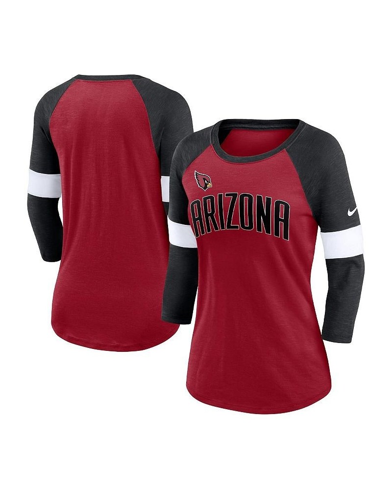 Women's Arizona Cardinals Cardinal Heather Black Football Pride Raglan 3/4-Sleeve T-shirt Cardinal, Heather Black $23.65 Tops