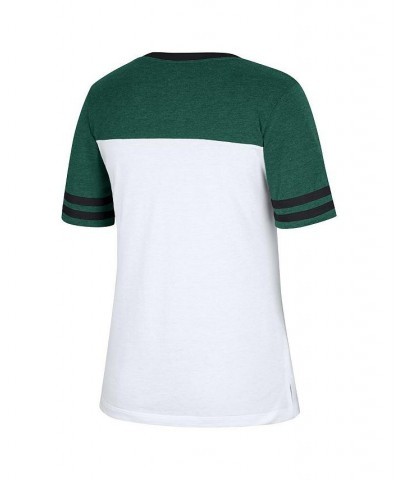 Women's White Heather Green Michigan State Spartans Frost Yourself Notch Neck T-shirt White, Heather Green $20.70 Tops