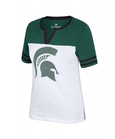 Women's White Heather Green Michigan State Spartans Frost Yourself Notch Neck T-shirt White, Heather Green $20.70 Tops