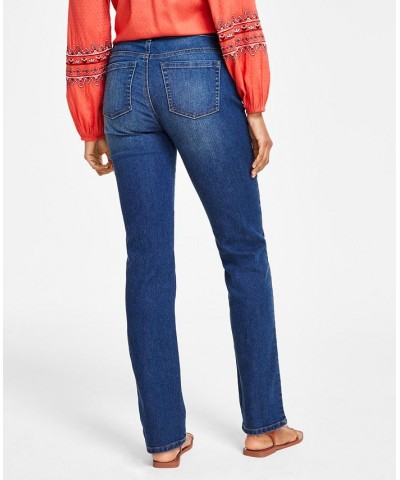 Women's Drapey Embroidered Blouse & Curvy-Fit High Rise Straight-Leg Jeans Astor $21.07 Jeans