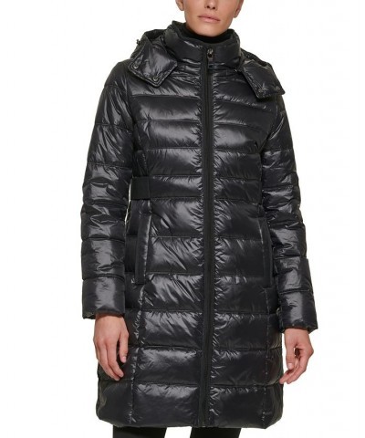 Women's Shine Hooded Packable Puffer Coat Black $70.50 Coats