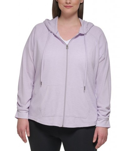 Ruched-Sleeve Zip Hoodie XS-3X Orchid $19.80 Jackets