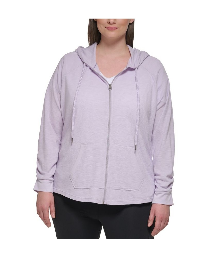 Ruched-Sleeve Zip Hoodie XS-3X Orchid $19.80 Jackets