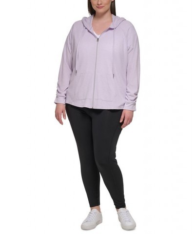 Ruched-Sleeve Zip Hoodie XS-3X Orchid $19.80 Jackets