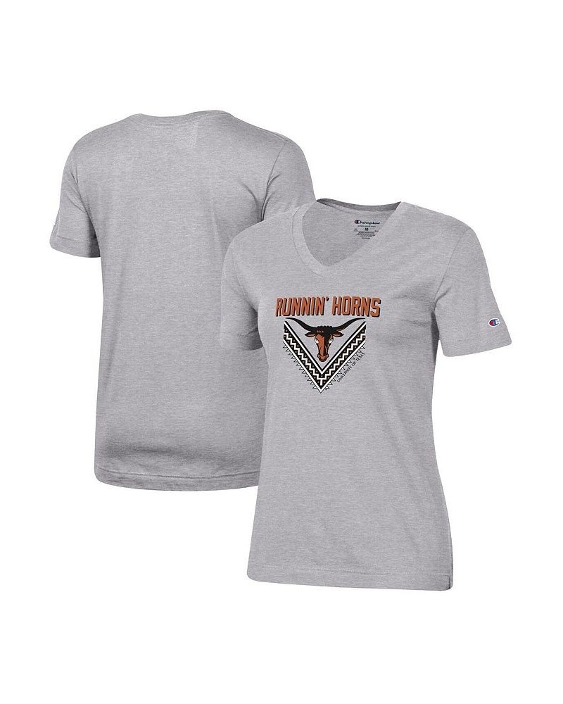 Women's Heathered Gray Texas Longhorns Runnin' Horns V-Neck T-shirt Heathered Gray $21.65 Tops