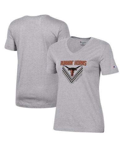 Women's Heathered Gray Texas Longhorns Runnin' Horns V-Neck T-shirt Heathered Gray $21.65 Tops