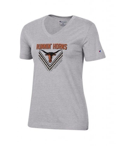 Women's Heathered Gray Texas Longhorns Runnin' Horns V-Neck T-shirt Heathered Gray $21.65 Tops