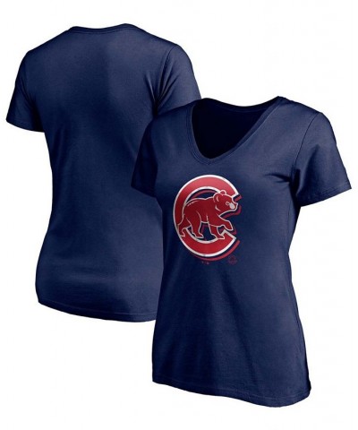 Women's Navy Chicago Cubs Red White Team V-Neck T-shirt Navy $16.80 Tops