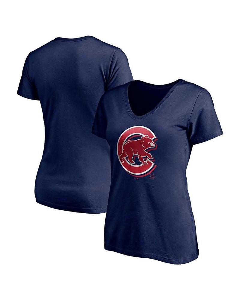 Women's Navy Chicago Cubs Red White Team V-Neck T-shirt Navy $16.80 Tops