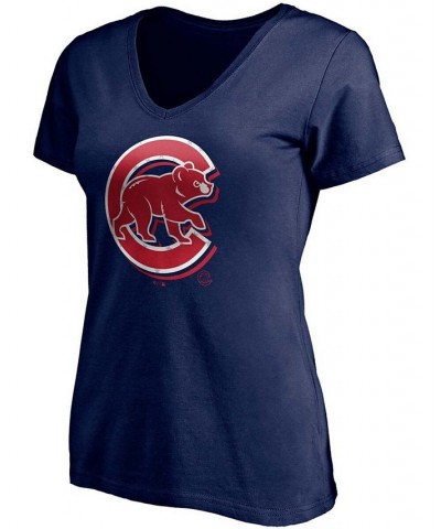 Women's Navy Chicago Cubs Red White Team V-Neck T-shirt Navy $16.80 Tops