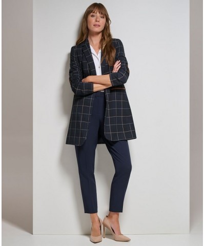 Women's Windowpane One-Button Blazer Midnt/grey $87.71 Jackets