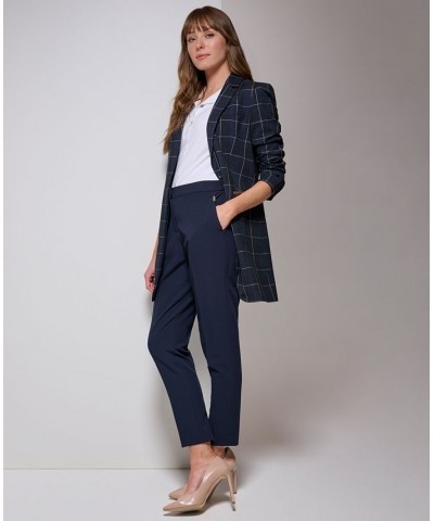 Women's Windowpane One-Button Blazer Midnt/grey $87.71 Jackets