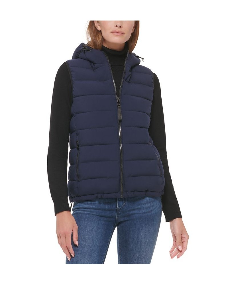 Women's Hooded Quilted Zip-Front Vest Dark Navy $30.10 Coats