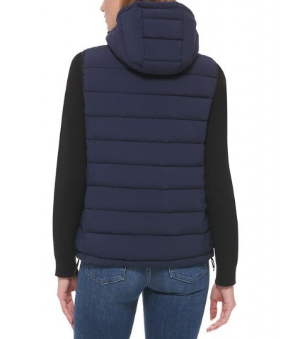 Women's Hooded Quilted Zip-Front Vest Dark Navy $30.10 Coats