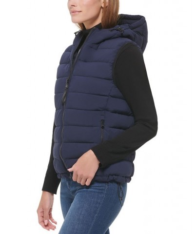 Women's Hooded Quilted Zip-Front Vest Dark Navy $30.10 Coats