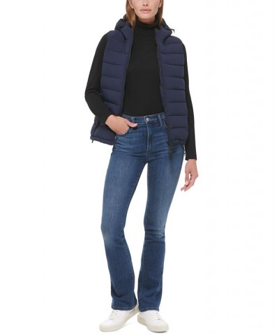 Women's Hooded Quilted Zip-Front Vest Dark Navy $30.10 Coats