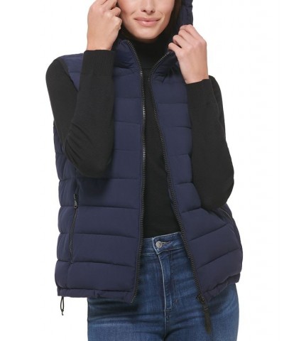 Women's Hooded Quilted Zip-Front Vest Dark Navy $30.10 Coats