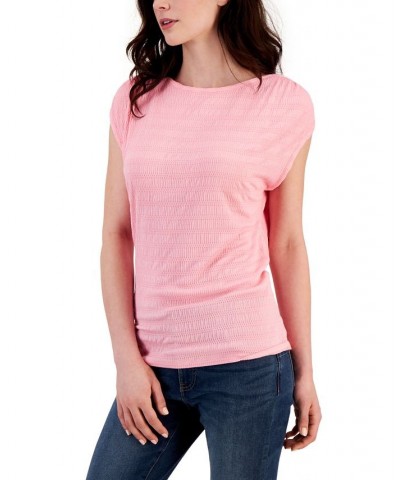 Women's Cap-Sleeve T-Shirt Pink $19.48 Tops