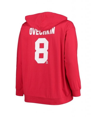 Women's Alexander Ovechkin Red Washington Capitals Plus Size Lace-Up V-Neck Pullover Hoodie Red $34.19 Sweatshirts