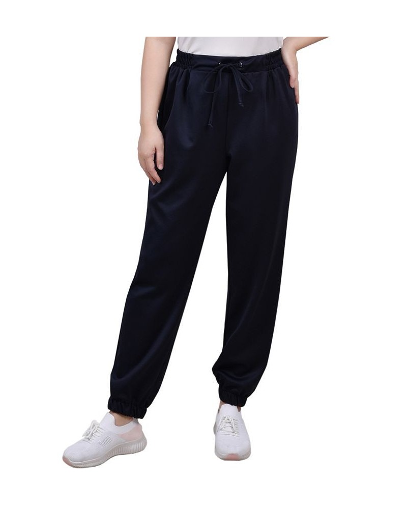 Petite Long Elastic Waist Pants Blue $18.88 Pants