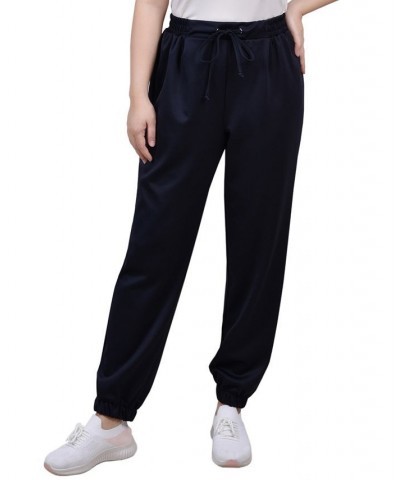 Petite Long Elastic Waist Pants Blue $18.88 Pants