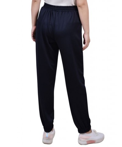 Petite Long Elastic Waist Pants Blue $18.88 Pants