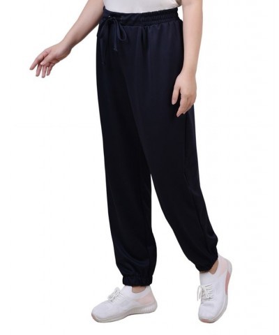 Petite Long Elastic Waist Pants Blue $18.88 Pants