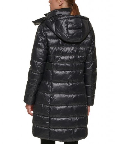 Women's Shine Hooded Packable Puffer Coat Black $70.50 Coats