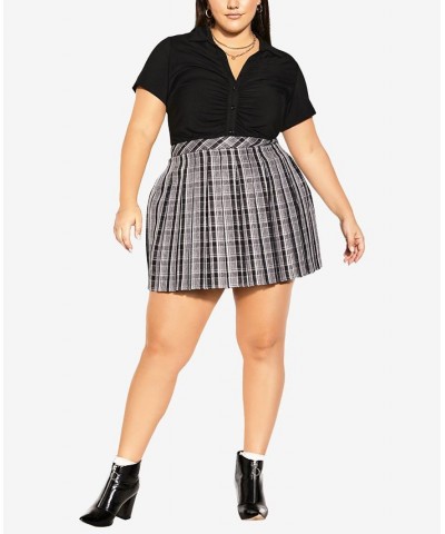 Trendy Plus Size Varsity Check Mini Skirt Black Chec $33.00 Skirts