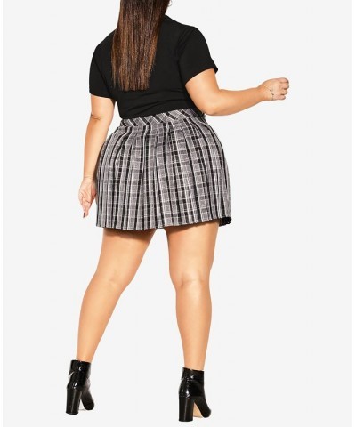 Trendy Plus Size Varsity Check Mini Skirt Black Chec $33.00 Skirts