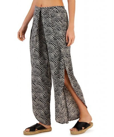 Women's Airflow Pull-On Tulip Pants Cover-Up Black/Ivory $32.00 Swimsuits