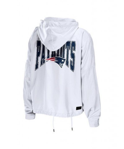 Women's White New England Patriots Logo Full-Zip Hoodie White $32.96 Jackets