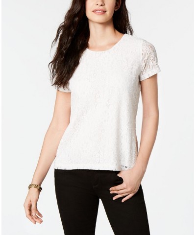 Women’s Short-Sleeve Lace Top White $34.44 Tops