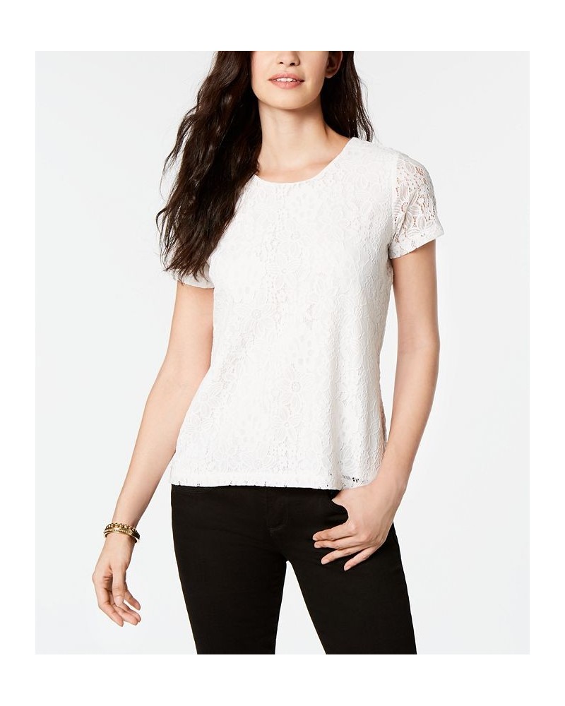 Women’s Short-Sleeve Lace Top White $34.44 Tops