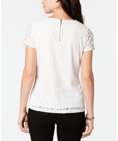 Women’s Short-Sleeve Lace Top White $34.44 Tops